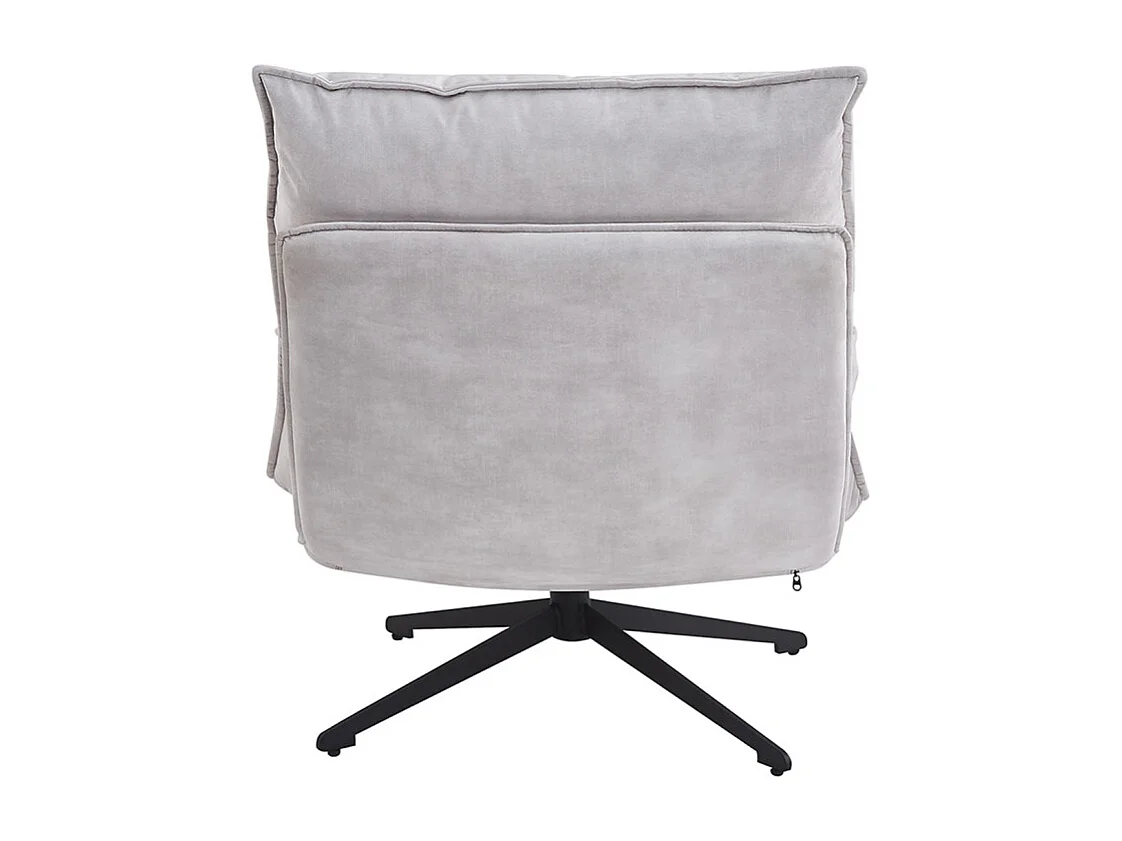 Fauteuil pivotant 360° tissu doux écru et pied en métal noir - HOLLY