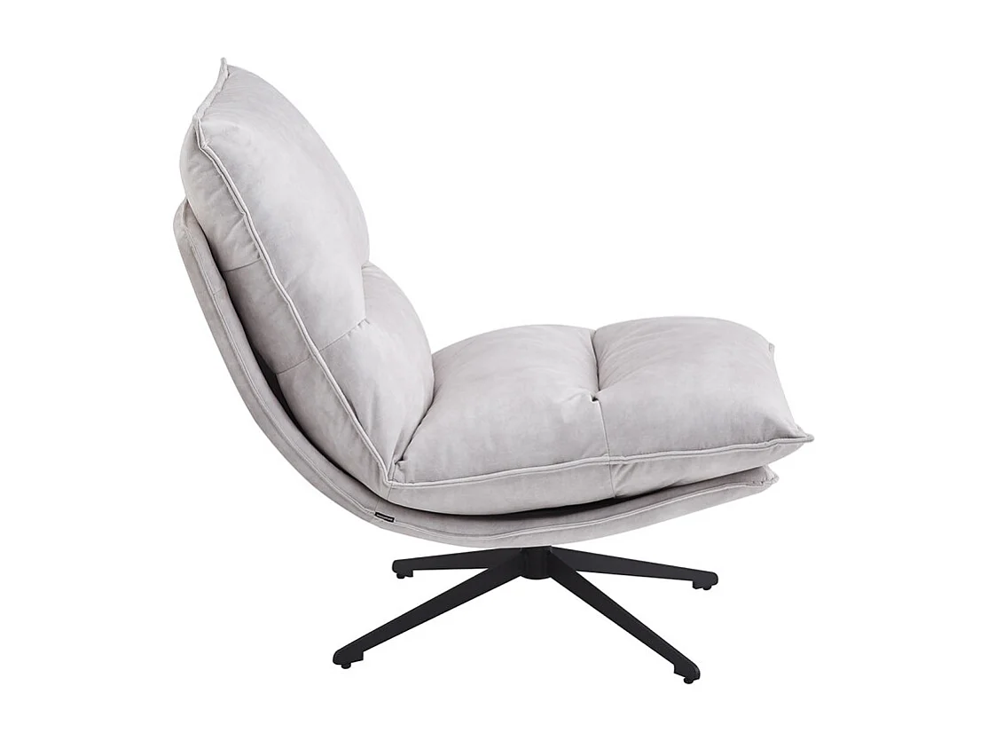 Fauteuil pivotant 360° tissu doux écru et pied en métal noir - HOLLY