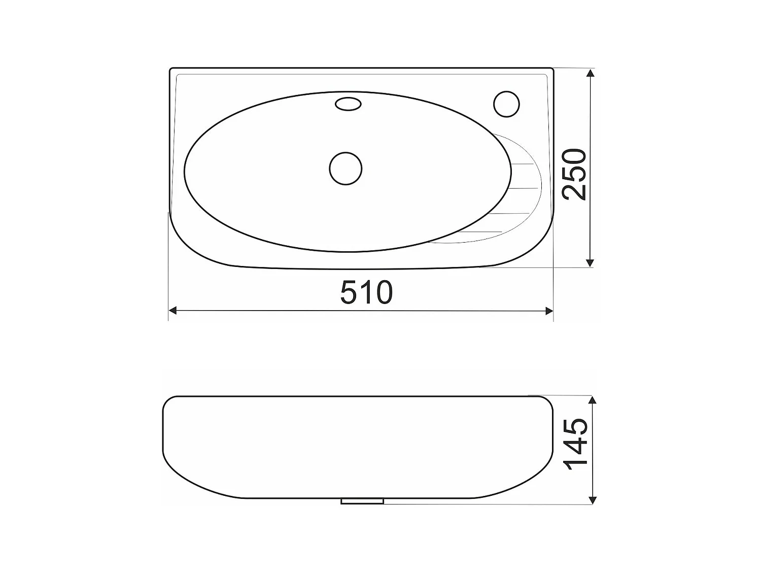 Waschbecken hängend ELFY 51 cm aus Keramik