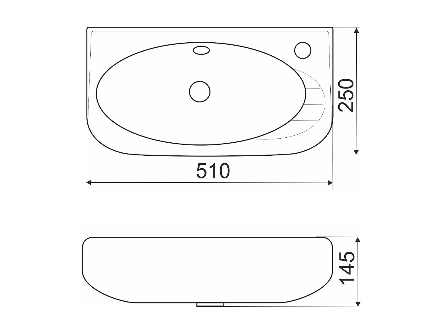 Waschbecken hängend ELFY 51 cm aus Keramik
