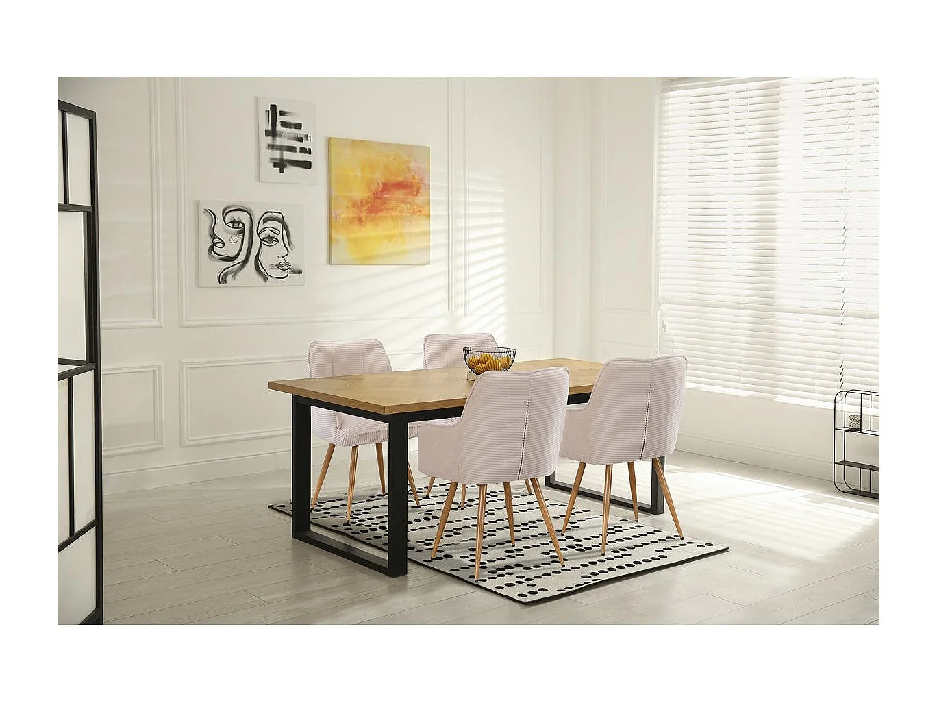 Lot de 2 chaises en velours côtelé  "Mayra" - 60 x 56 x 88 cm - Beige