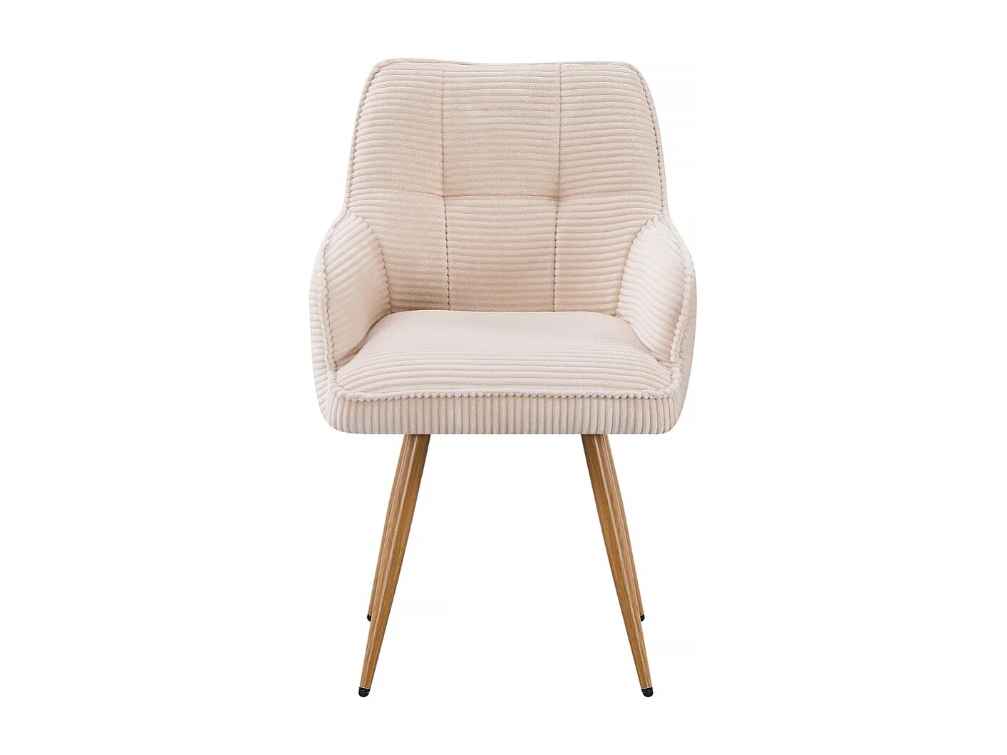 Lot de 2 chaises en velours côtelé  "Mayra" - 60 x 56 x 88 cm - Beige