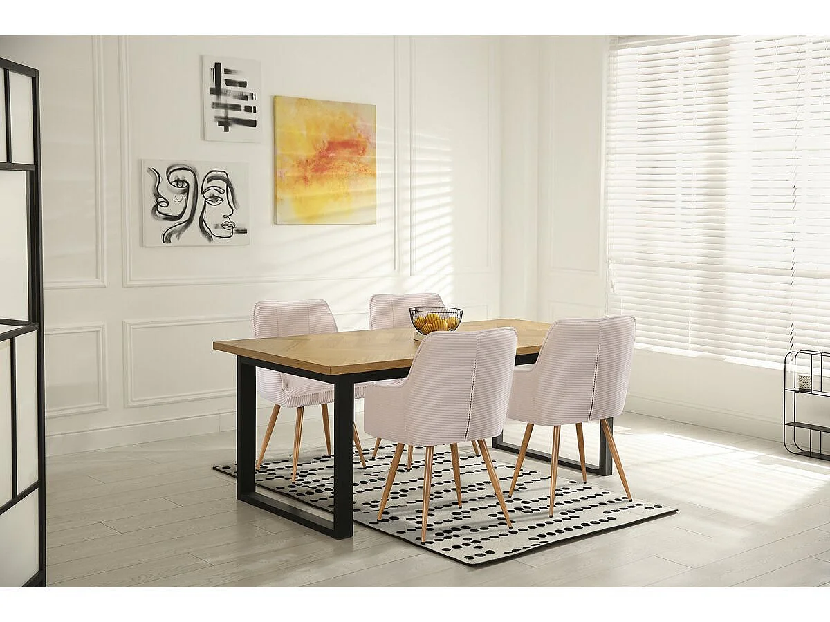 Set di 2 sedie in velluto a coste "Mayra" - 60 x 56 x 88 cm - Beige