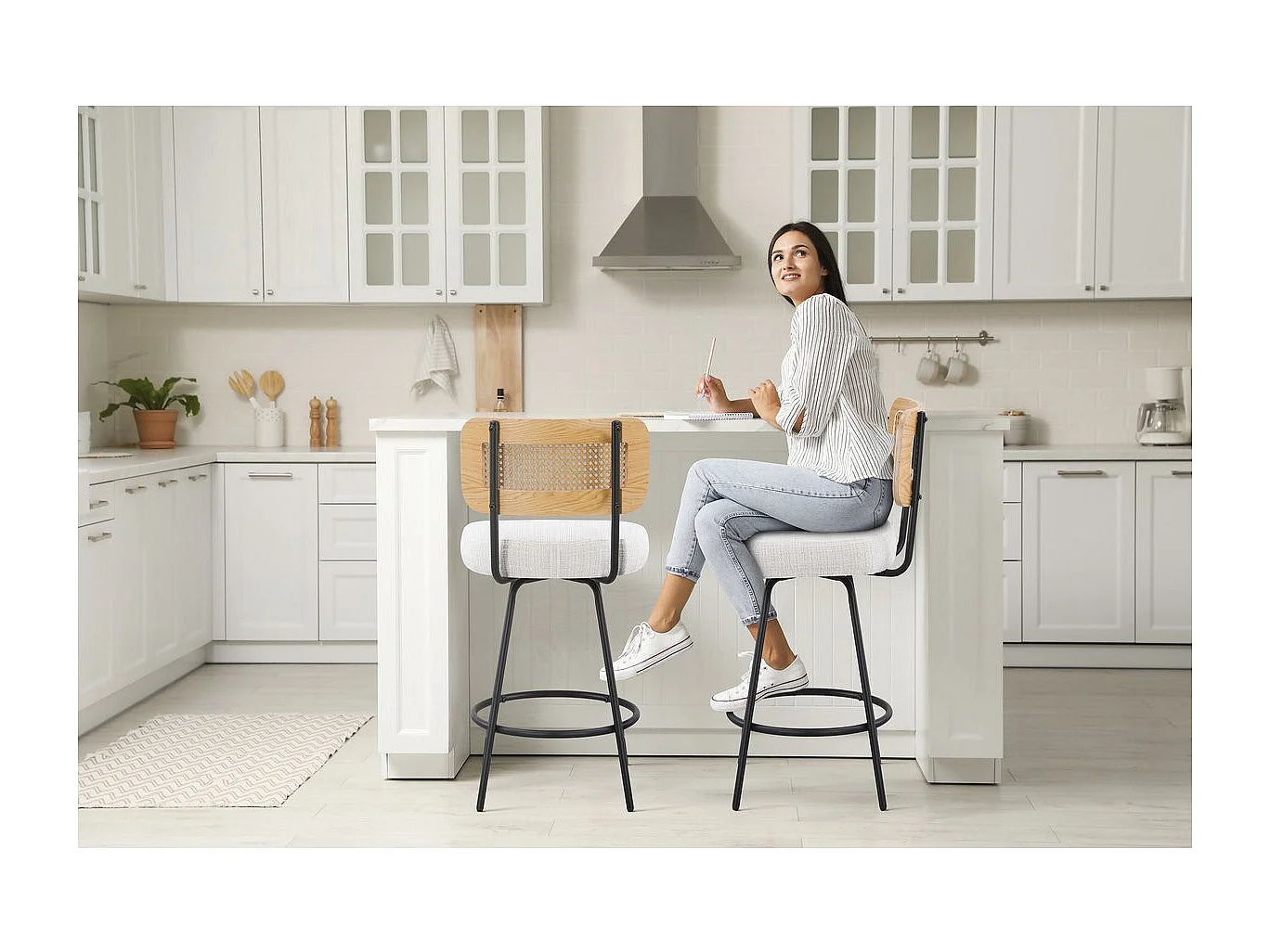 Set di 2 seggioloni in tessuto "Wilfried" - 51 x 44 x 95 cm - Beige