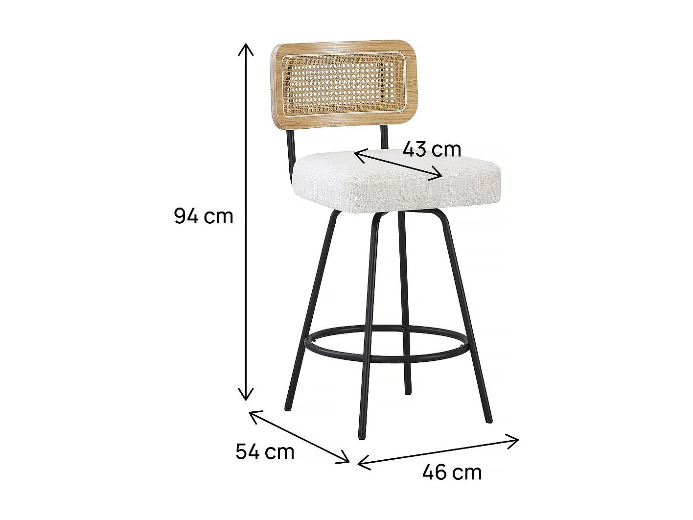 Set di 2 seggioloni in tessuto "Wilfried" - 51 x 44 x 95 cm - Beige