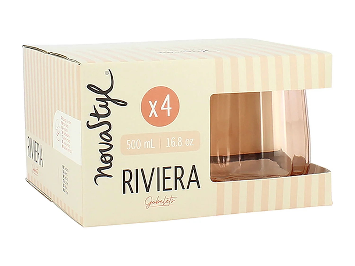 Novastyl - Lot De 4 Gobelets 52.5cl Riviera 52.5cl En Verre Orange