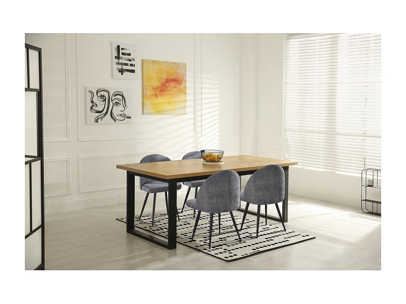 Lot de 2 chaises en tissu "Samuel" - 53 x 51 x 82 cm - Gris