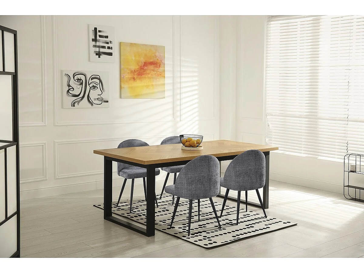 Set mit 2 Stoffstühlen "Samuel" – 53 x 51 x 82 cm – Grau