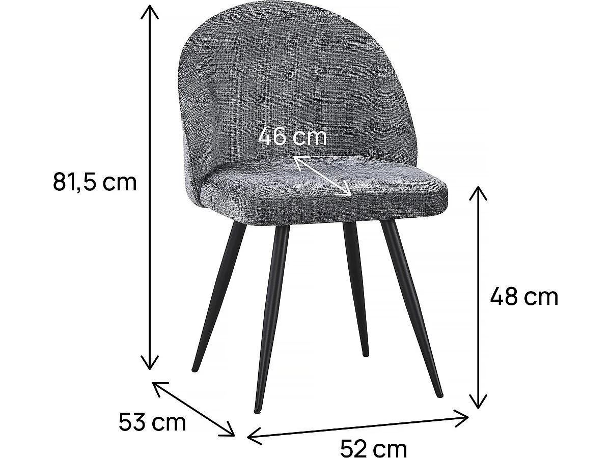 Set mit 2 Stoffstühlen "Samuel" – 53 x 51 x 82 cm – Grau