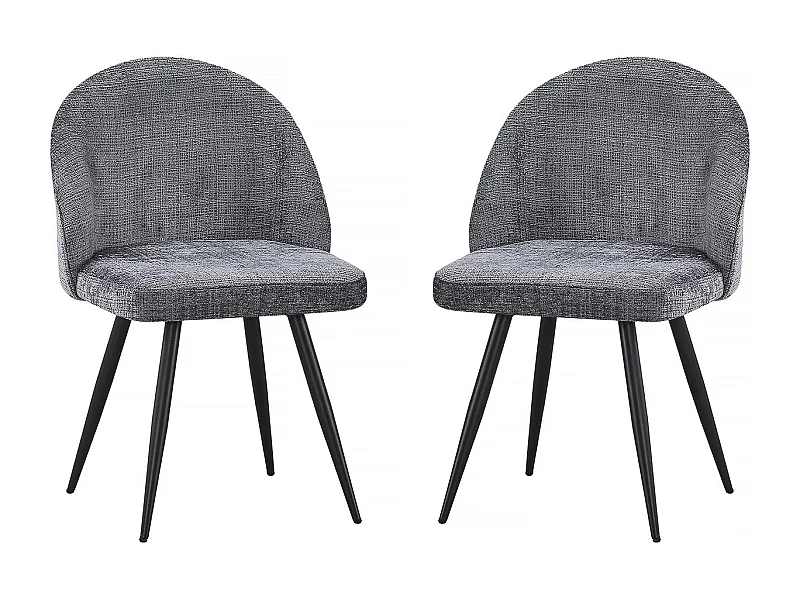 Lot de 2 chaises en tissu "Samuel" - 53 x 51 x 82 cm - Gris