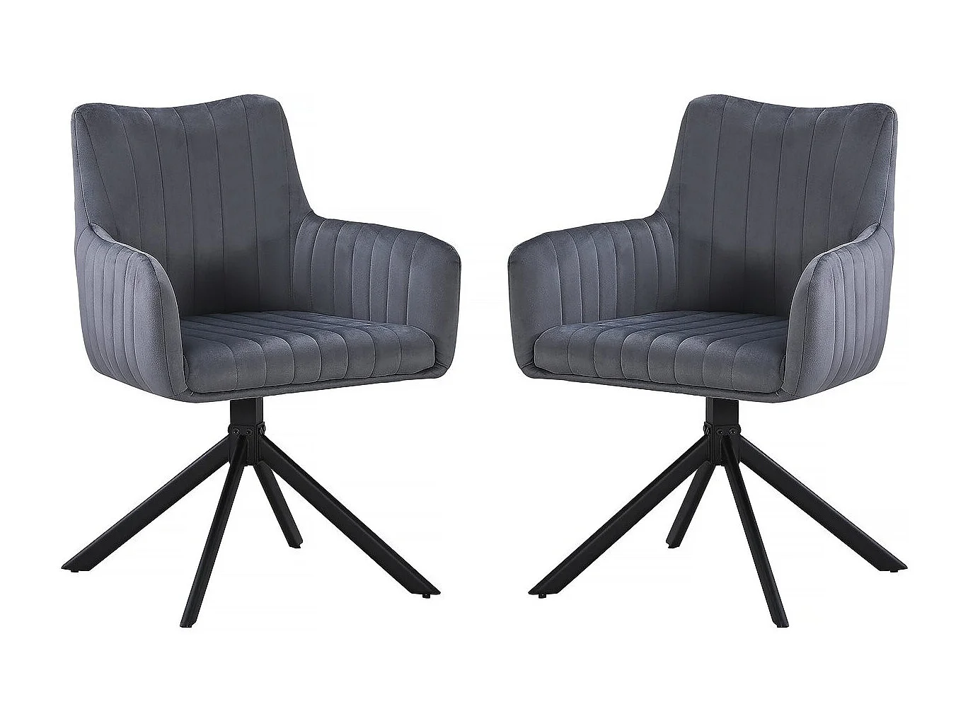 Lot de 2 chaises en tissu "Pharell" - 60 x 61 x 91 cm - Gris