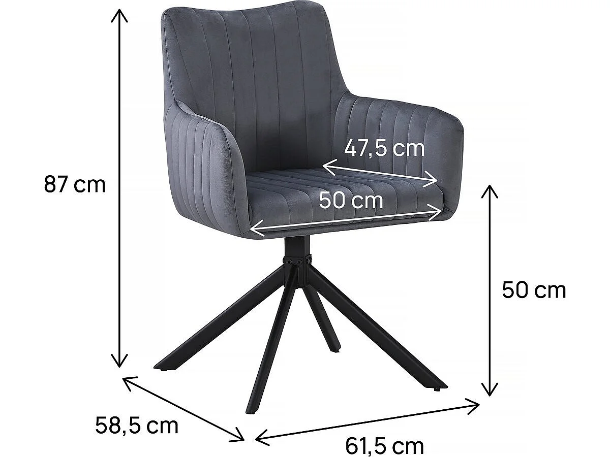 Set van 2 stoffen stoelen "Pharell" - 60 x 61 x 91 cm - Grijs