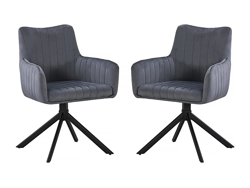 Lot de 2 chaises en tissu "Pharell" - 60 x 61 x 91 cm - Gris