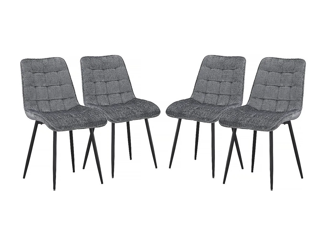 Chaise de salle a manger en tissu haut de gamme  "Yanis" - Lot de 4 - Gris