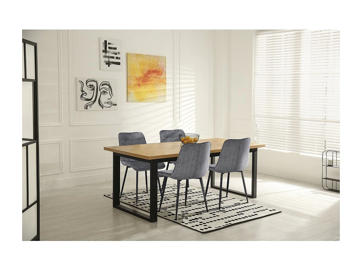 Chaise de salle a manger en tissu haut de gamme  "Yanis" - Lot de 4 - Gris