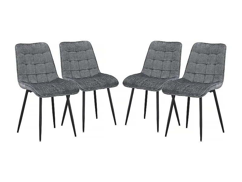 Chaise de salle a manger en tissu haut de gamme  "Yanis" - Lot de 4 - Gris
