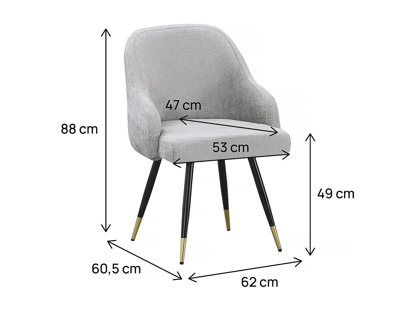 Lot de 2 chaises en tissu "Harmony" - 54 x 57 x 90 cm - Beige