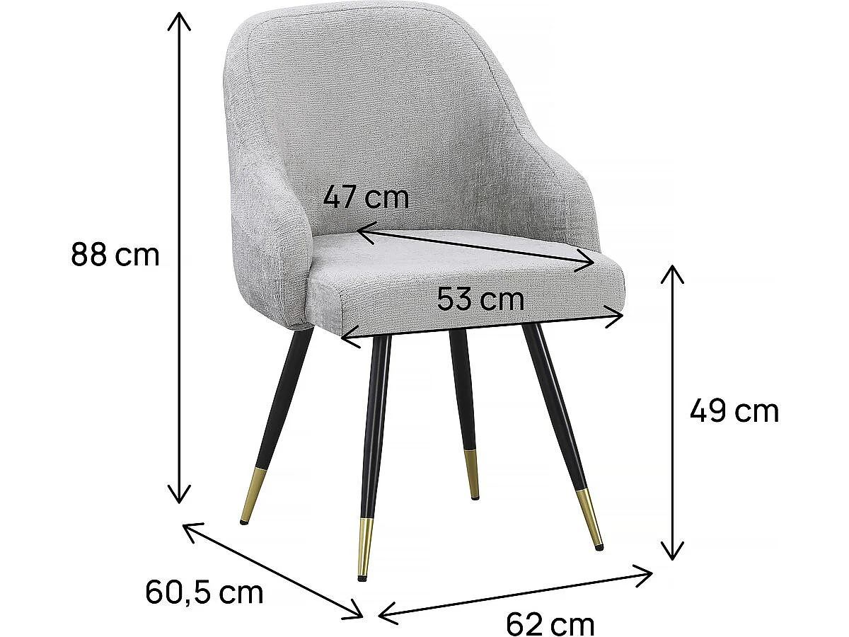 Lot de 2 chaises en tissu "Harmony" - 54 x 57 x 90 cm - Beige