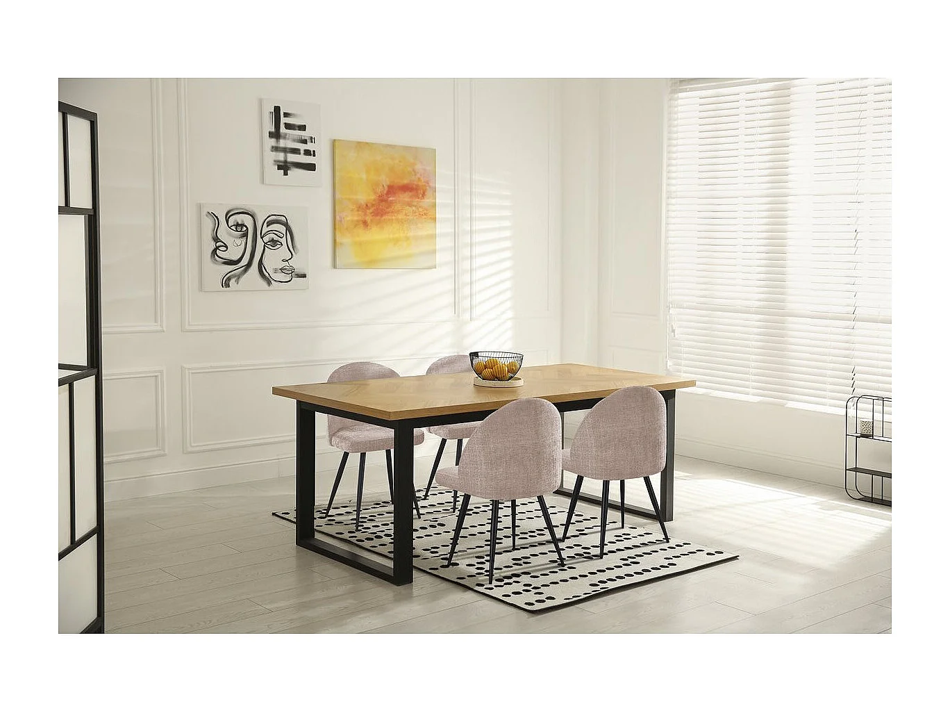 Lot de 2 chaises en tissu "Samuel" - 53 x 51 x 82 cm - Beige