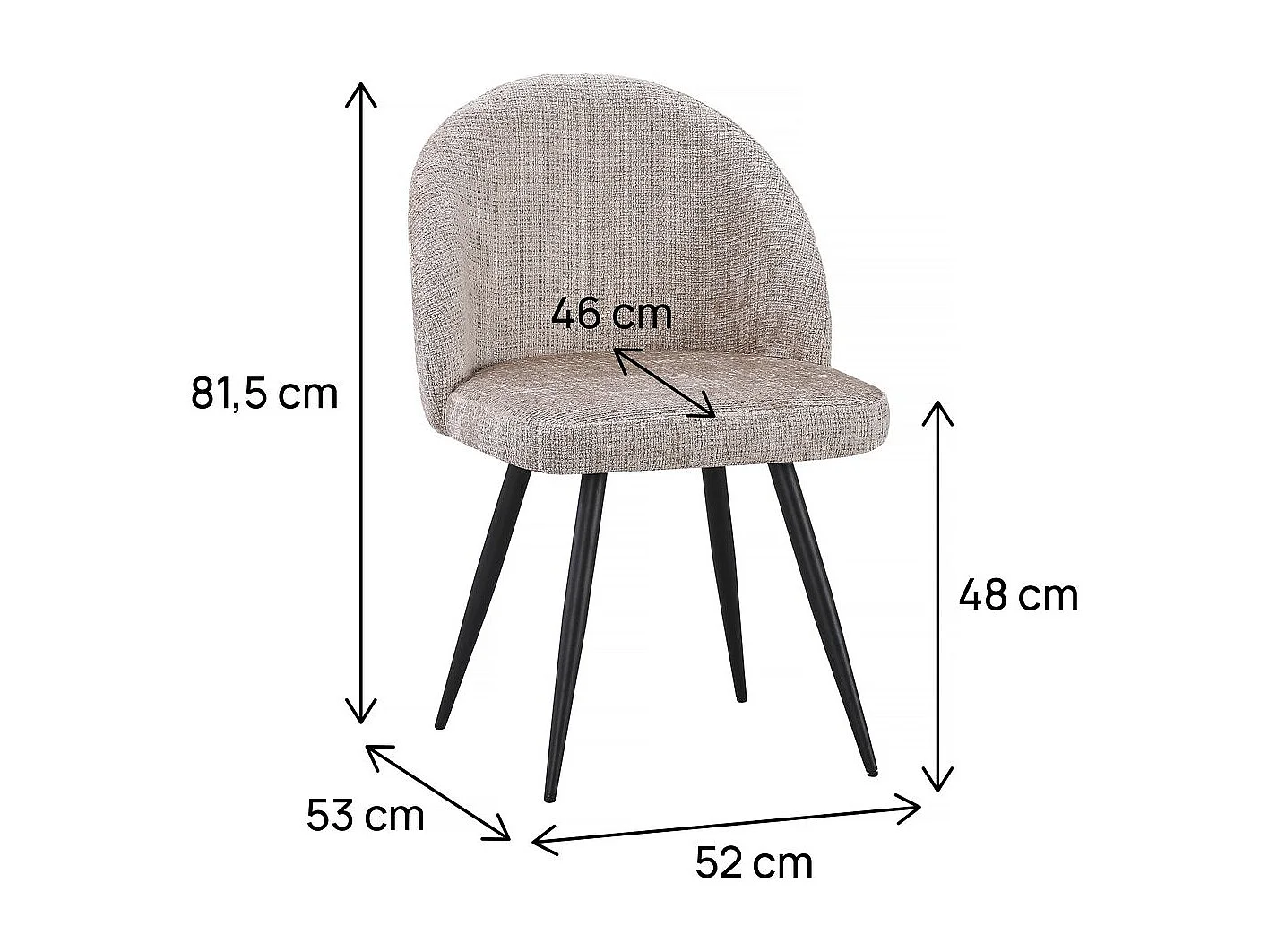 Lot de 2 chaises en tissu "Samuel" - 53 x 51 x 82 cm - Beige