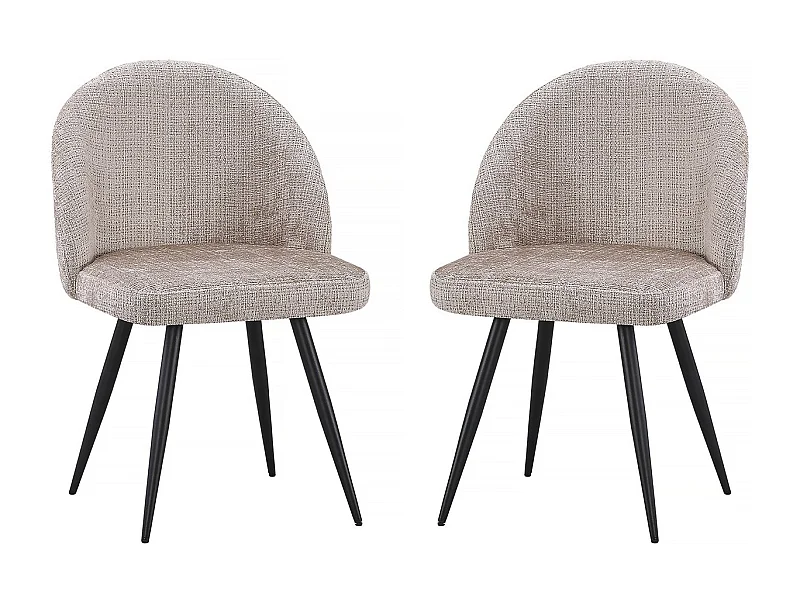 Lot de 2 chaises en tissu "Samuel" - 53 x 51 x 82 cm - Beige