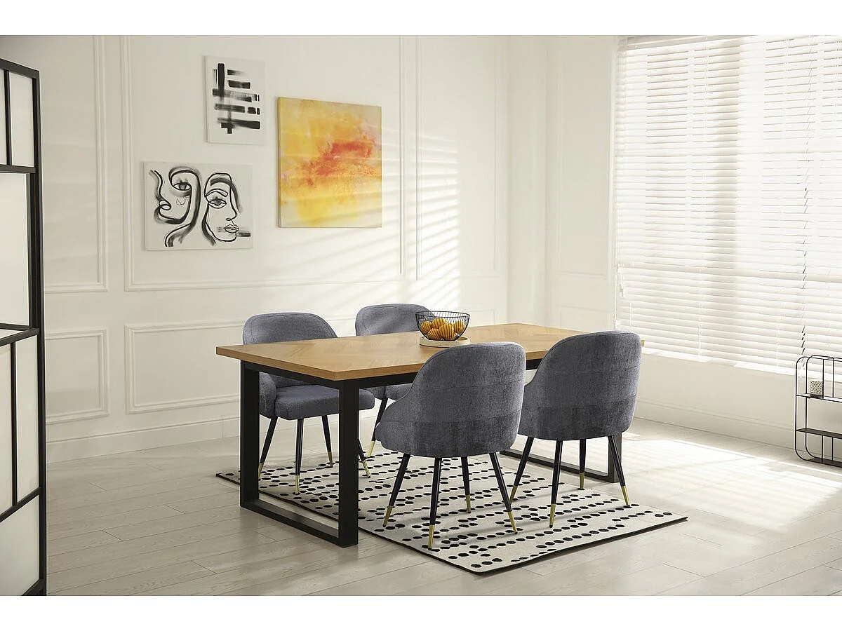 Lot de 2 chaises en tissu "Harmony" - 54 x 57 x 90 cm - Gris