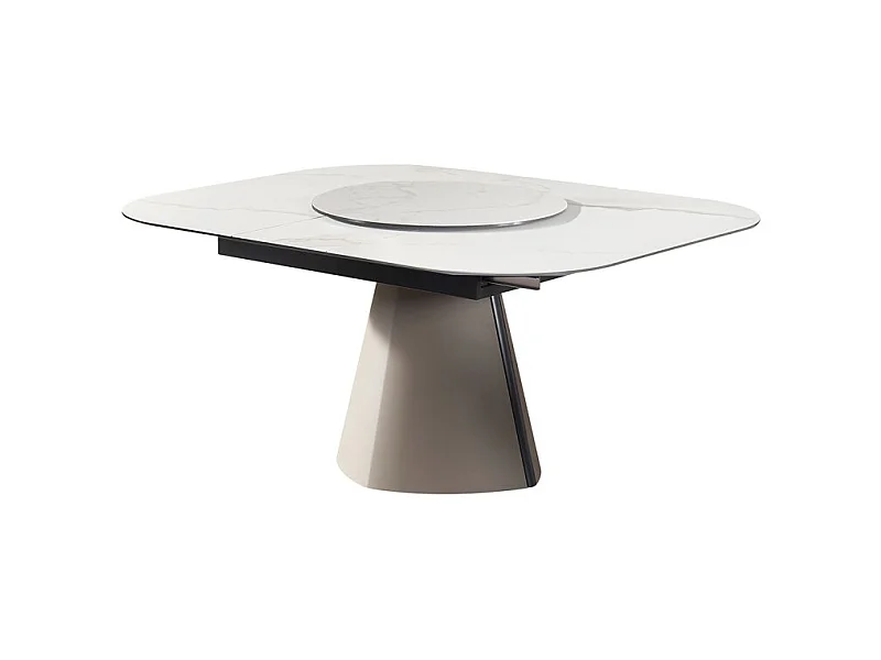 Table extensible 140 à 174 cm blanc plateau de service tournant - TWIST