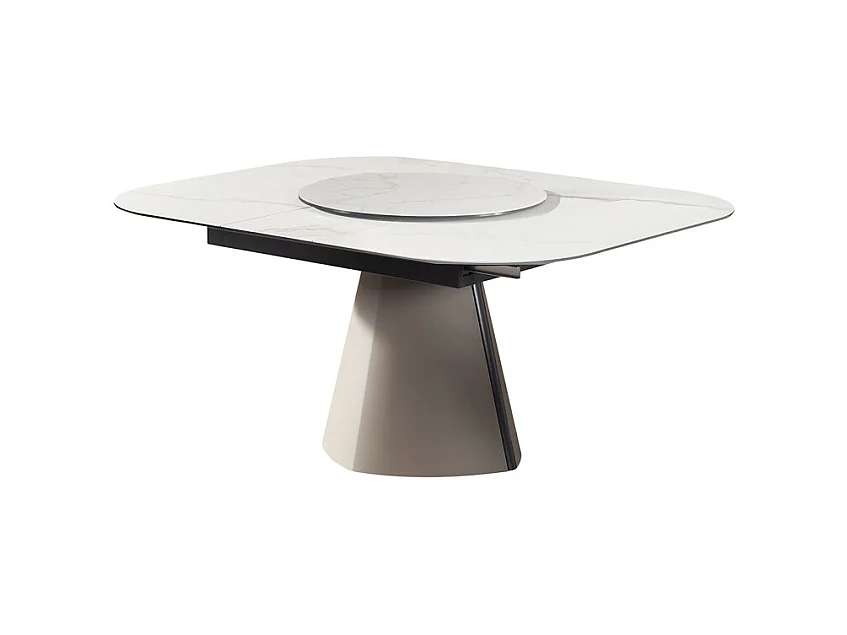 Table extensible 140 à 174 cm blanc plateau de service tournant - TWIST