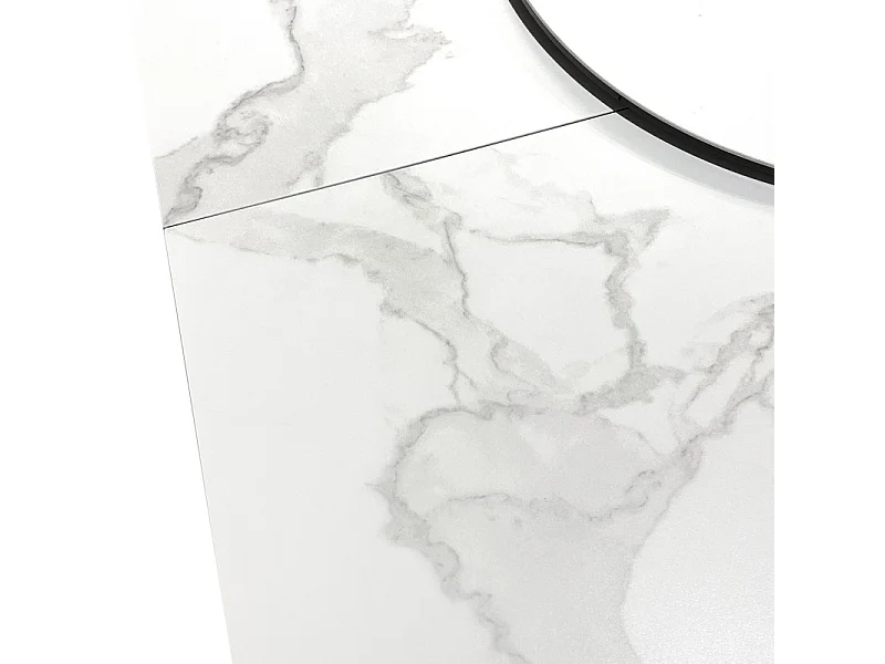 Table 140 à 174 cm céramique blanc plateau de service tournant - TWIST