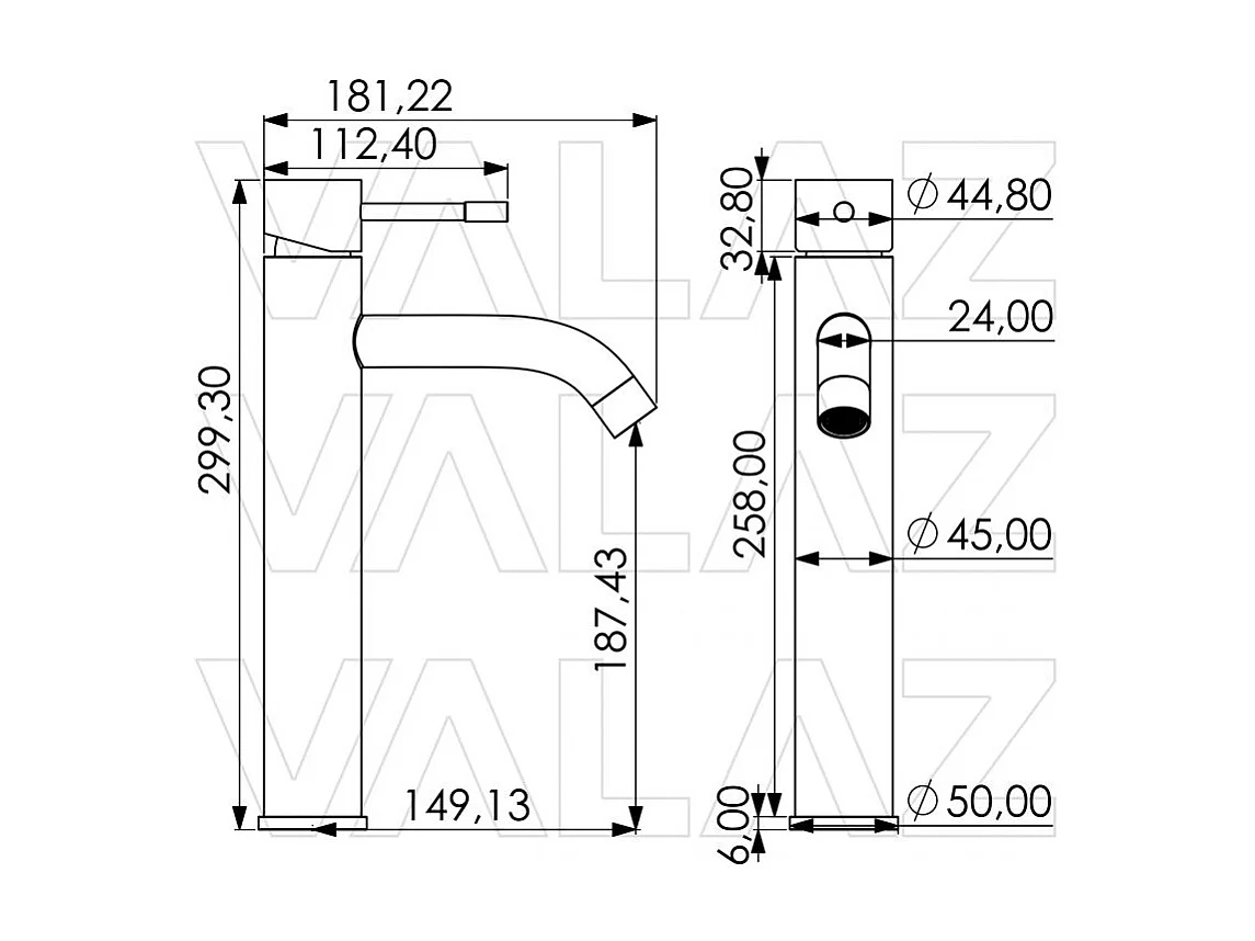 Hohe Waschtischarmatur PRAGA schwarz matt