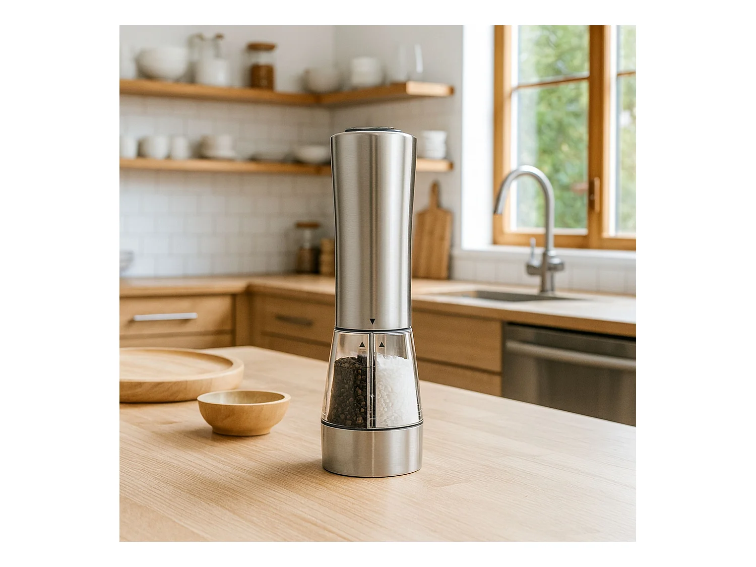Menastyl - Moulin Poivre Et Sel 2en1 H21.5cm En Acier Inoxydable