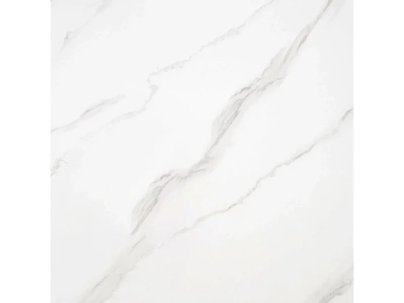 Table basse carrée en céramique blanc marbré et métal noir - JERRY