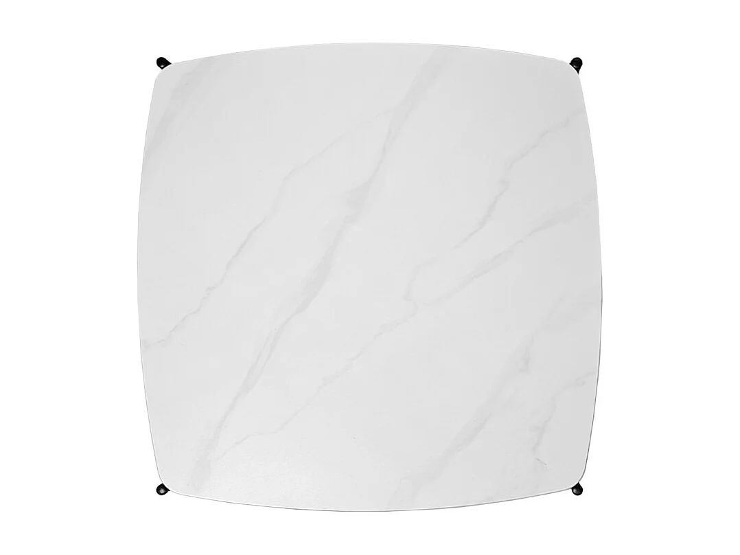 Table basse carrée en céramique blanc marbré et métal noir - JERRY