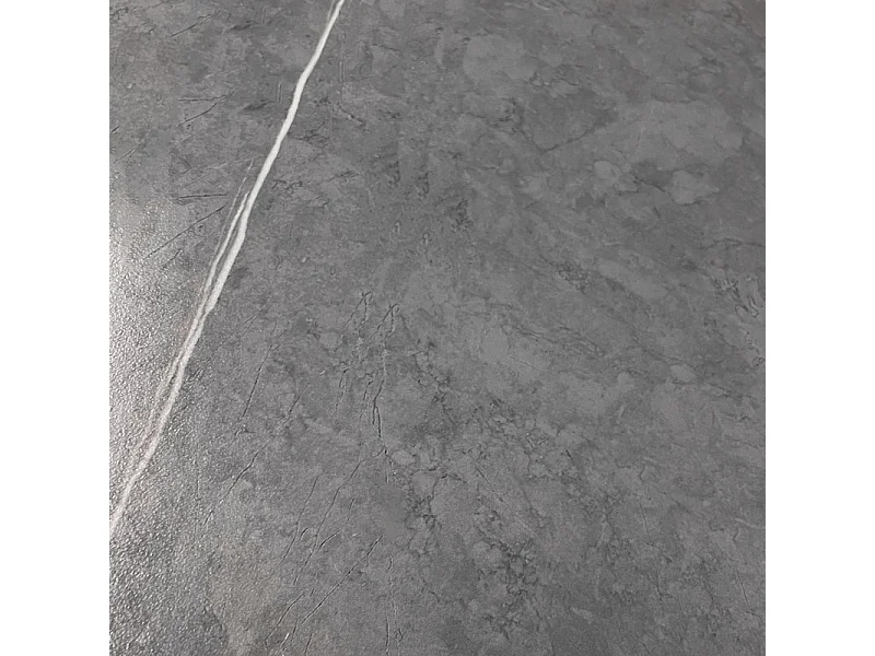 Table basse carrée en céramique gris marbré et métal noir - JERRY