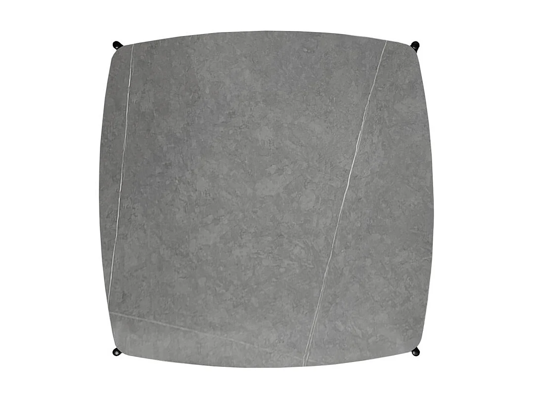 Table basse carrée en céramique gris marbré et métal noir - JERRY