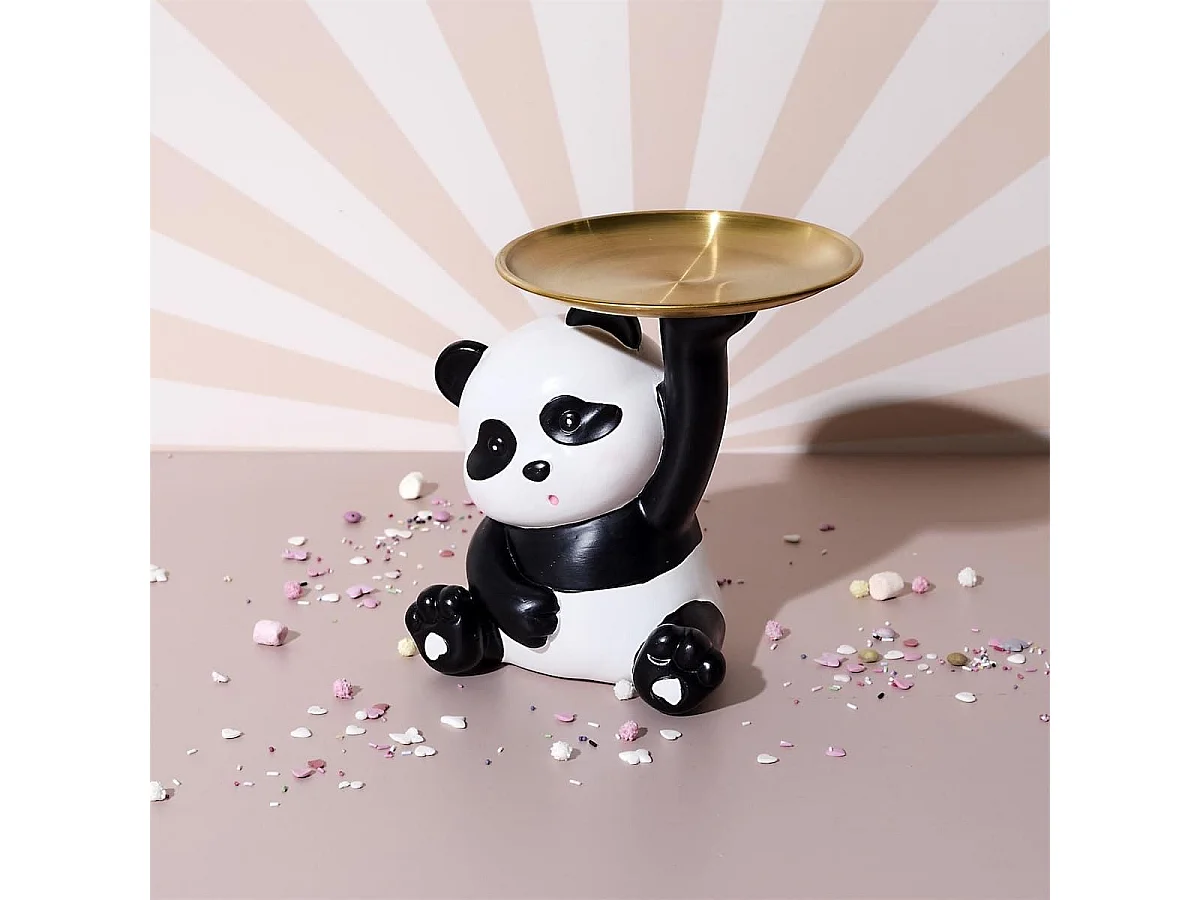 Vide-Poche panda kawaii blanc et noir plateau en l'air