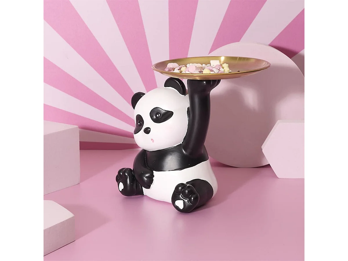 Vide-Poche panda kawaii blanc et noir plateau en l'air