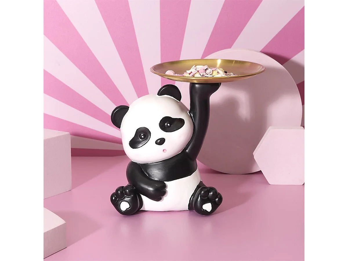 Vide-Poche panda kawaii blanc et noir plateau en l'air