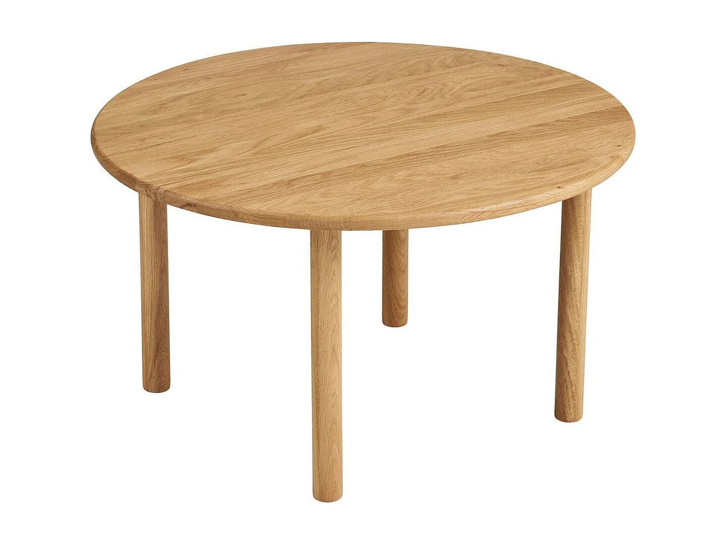 Table basse ronde Ø70cm plateau et pieds en chêne naturel - JOSETTE