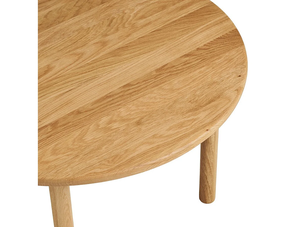 Table basse ronde Ø70cm plateau et pieds en chêne naturel - JOSETTE