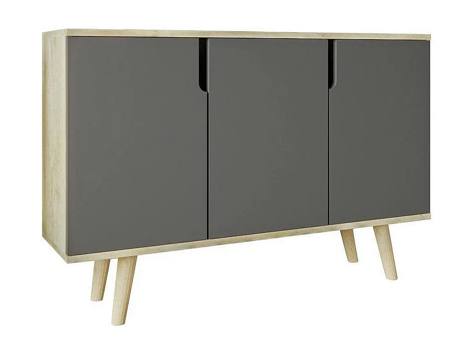 Buffet salle à manger moderne effet bois portes grises MARFA