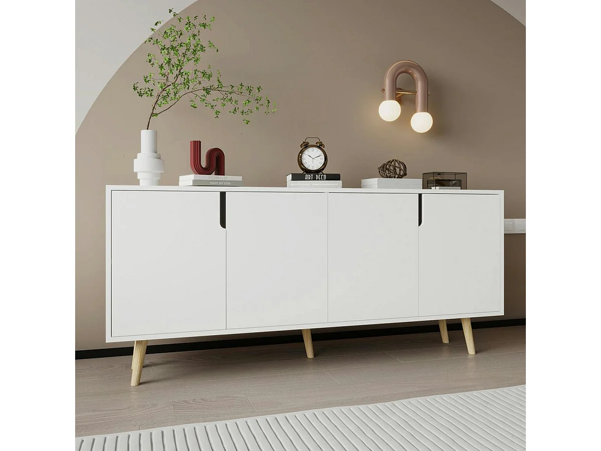 Buffet de salle à manger blanc à poignées intégrées MARFA