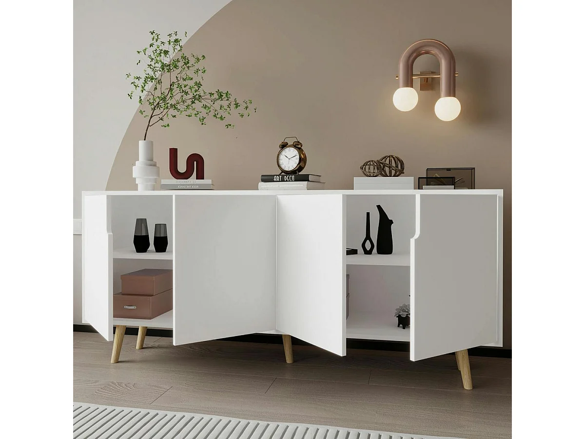 Buffet de salle à manger blanc à poignées intégrées MARFA