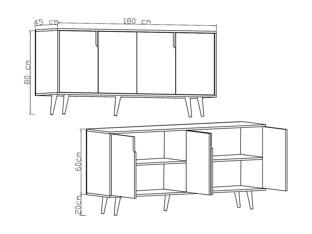 Buffet de salle à manger blanc à poignées intégrées MARFA