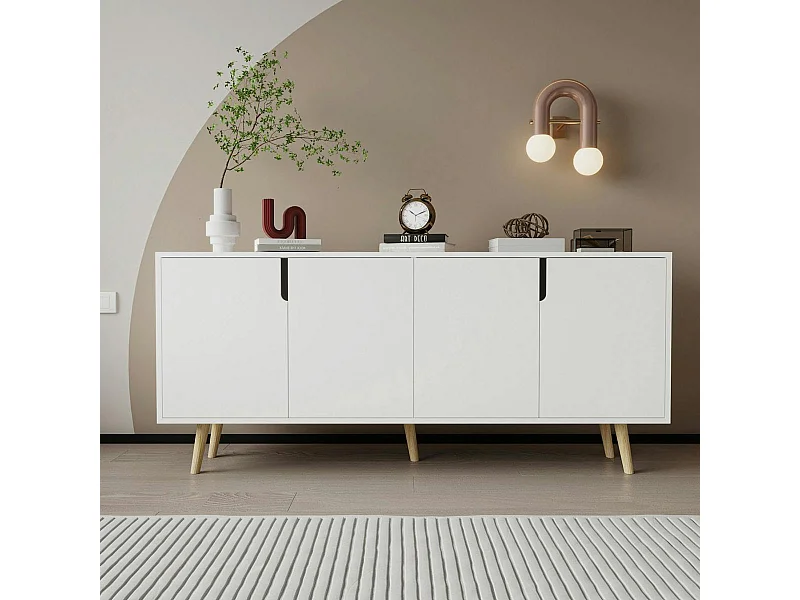 Buffet de salle à manger blanc à poignées intégrées MARFA