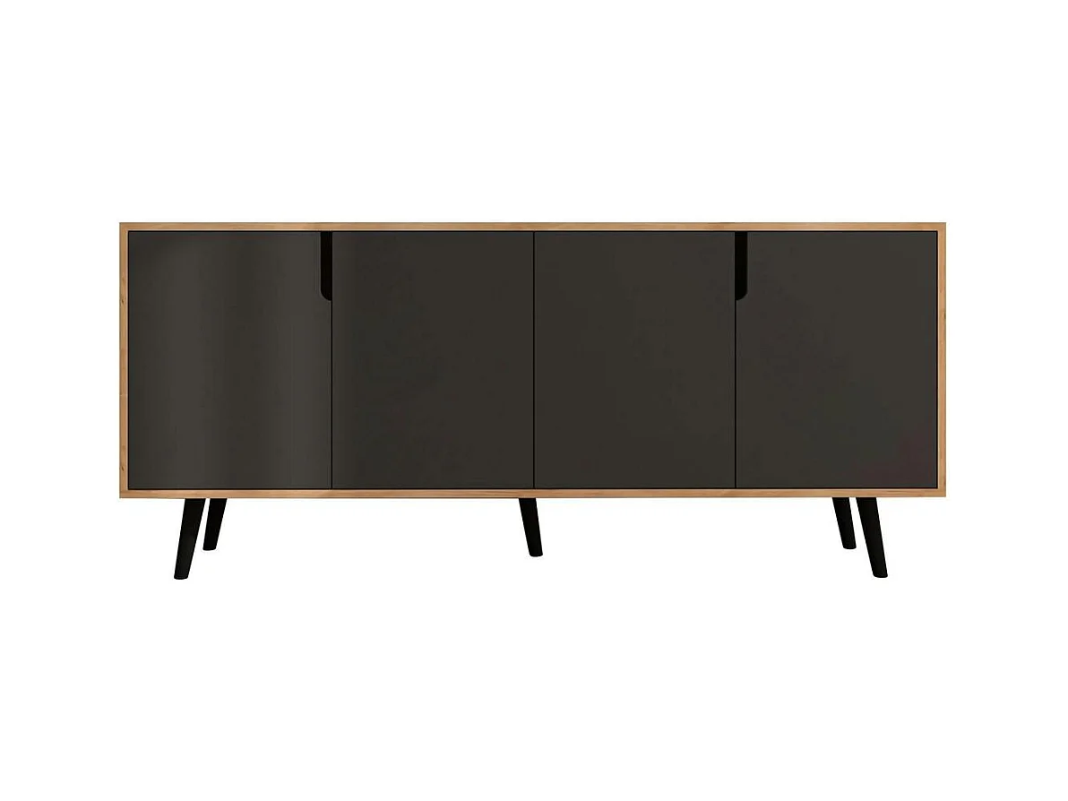 Buffet salle à manger 4 portes grises et effet bois MARFA