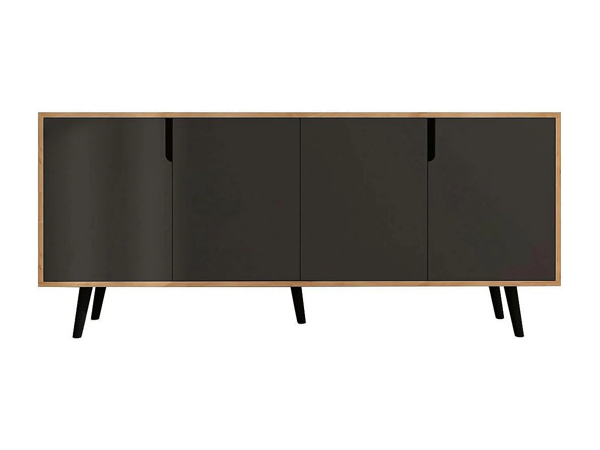 Buffet salle à manger 4 portes grises et effet bois MARFA