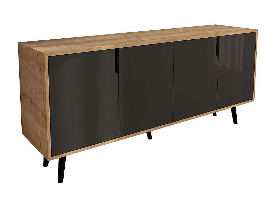 Buffet salle à manger 4 portes grises et effet bois MARFA