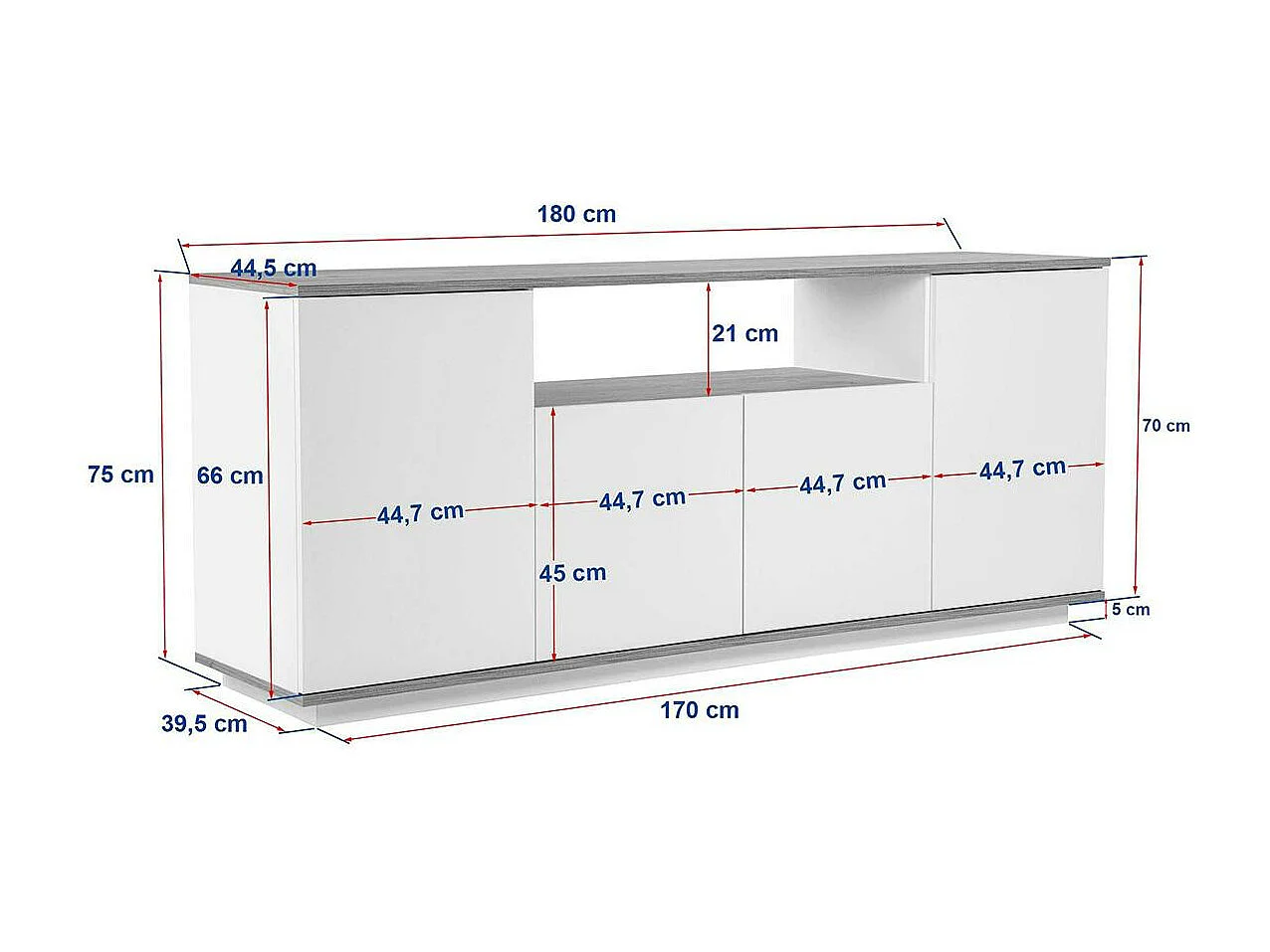 Buffet salle à manger moderne blanc 1 niche centrale MARFA