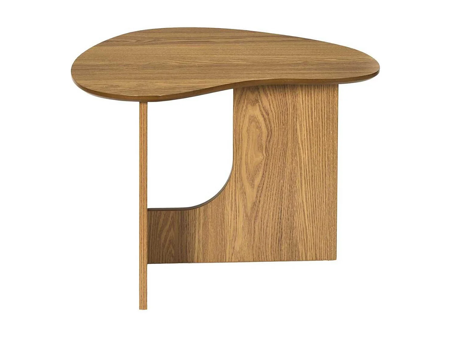 Table d'appoint forme organique et piètement graphique en MDF aspect chêne - KALIOPE